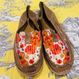 Ariat Bronze Loafers with Multicolor Floral Slip-On Toe